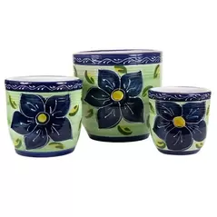 Sun Ceramica Madrid Planter Set of 3 Verde