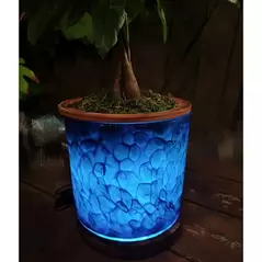 APM 8" Art Glass LED Planter Blue Teal