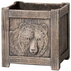 MCarr 3pc Square Bear Planter Set Wood Brown