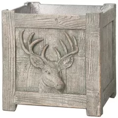 MCarr 3pc Square Deer Planter Set Barn Gray
