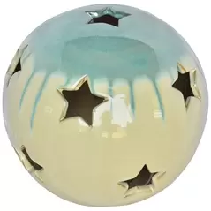 MCarr 10" Sphere With Stars Blue Green On Light Cream