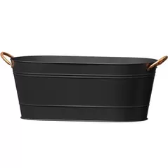 Panacea 16" Modern Farmhouse Oval Washtub Planter Matte Black