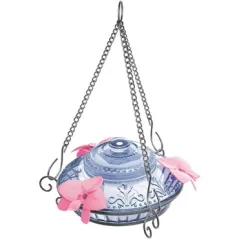 Natures Way 14oz Illuminated Antique Glass Top-Fill Hummingbird Feeder Light Blue