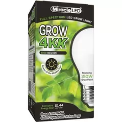 Miracle LED 4KK Grow Light - Full Spectrum LED - Replaces up to 150W - Grow Bulb for DIY Gardening