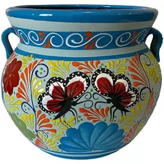 Talavera 14" Bella Especial Michoacana Pot Lite Blue