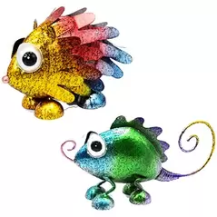 VCS 7" Chameleon & Hedgehog Garden Decor