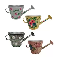VCS 10" KD Watering Can Planter Hand Painted Floral