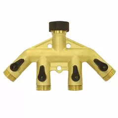 Gilmour Brass Four Way Manifold w/Shut Offs