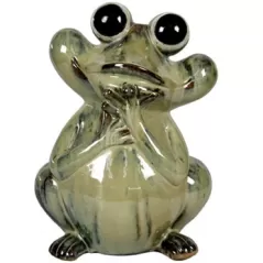 MCarr 16.5" Lg Blushing Frog Ceramic Statue Champagne