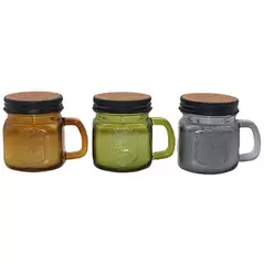 Patio Essentials 5oz Mini Mason Jar Citronella Candle Black Lid Assorted Colors Grey, Wine Bottle Green, Amber