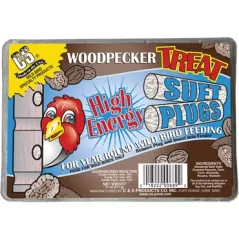 C&S 11oz Woodpecker Treat High Energy Suet Plugs 4Pk - Each Plug is 2.75oz