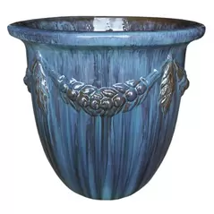 MCarr 5PC Rnd Roman Garland Flat Rim Planter Milky Blue