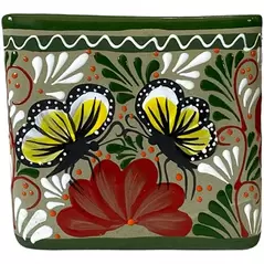 Talavera 8" Bella Especial Square Pot Green