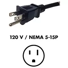 Fluence AC Cord, 6' ( 1829mm ), NEMA 5-15P Plug to M19 Push Lock Connector, Max 125V AC 10/CS