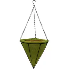 Gardener Select 12" Jute Cone Hanging Basket w/ Green Coco Liner 12/CS