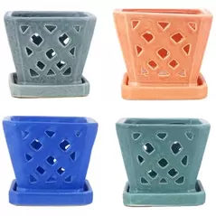 MCarr 6PC 5" Sq Diamond Orchid Pot Mixed Asst