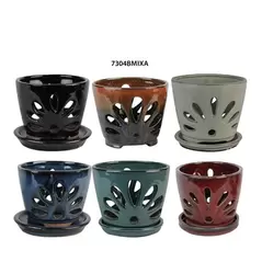 MCarr 12PC 5.1" Half Flower Orchid Pot Mixed Asst