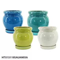 MCarr 4PC 8" Cache Pot Set W/Saucers