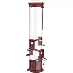 Natures Way 2.1qt Large Plastic Tube Seed Feeder Red