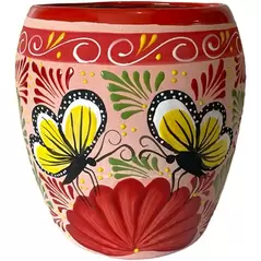 Talavera 7"Hx9"W Bella Especial Ovalo Pot Red