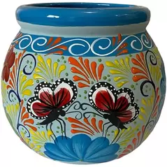 Talavera 11.5" Bella Especial Esfera Pot Lite Blue