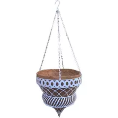 Austram 14" Queen Anne Parasol Hanging Planter White