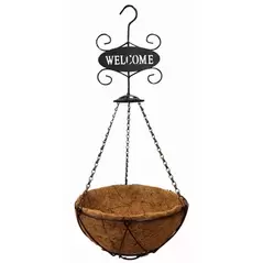 Gardener Select 12" Black Hanging Basket with Welcome Sign 12/CS