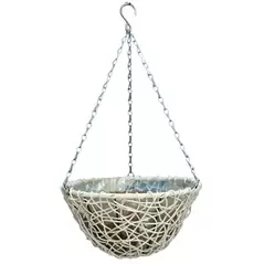 Gardener Select 12" Round Bottom Hanging Basket White Wicker 20/CS
