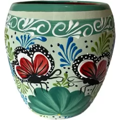 Talavera 11"Hx9.5"W Bella Especial Ovalo Pot Teal