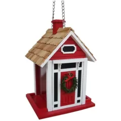 Home Bazaar Christmas Cottage Feeder Red
