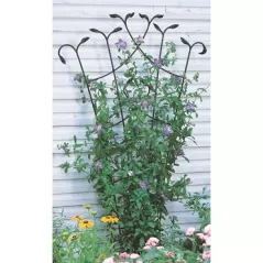 Panacea 80" Black Forged Fan Trellis With Leaves