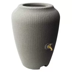 Algreen 50gal Wicker Rain Barrel Warm Gray