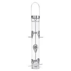 Droll Yankee 16" 6 Port Silver Sunflower RingPull Tube Feeder