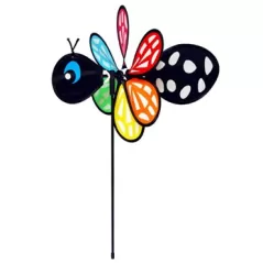 Gardener Select 11.81x22 Happy Bug Pinwheel Rainbow Black Bee