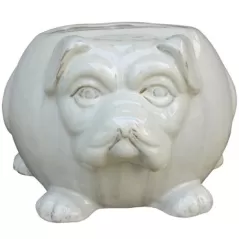 MCarr 15" Bulldog Planter Light Cream