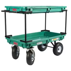 Millside 20"x38" Plastic Double Deck Cart w/ Flat Free Tires