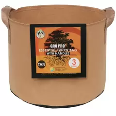Gro Pro Essential Round Fabric Pot w/ Handles 3 Gallon - Tan (72/Cs)