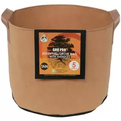 Gro Pro Essential Round Fabric Pot w/ Handles 5 Gallon - Tan (90/Cs)