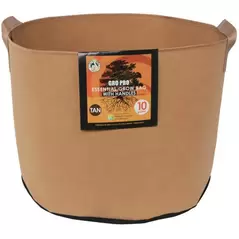 Gro Pro Essential Round Fabric Pot w/ Handles 10 Gallon - Tan (60/Cs)