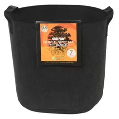 Gro Pro Essential Round Fabric Pot w/ Handles 7 Gallon - Black (84/Cs)
