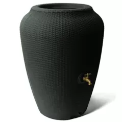 Algreen 50gal Wicker Rattan Rain Barrel Black