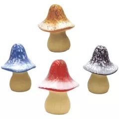 Bosmere 4pc 4" Dx6" H Ceramic Mushroom Assorted Colors