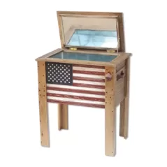 DDI 57qt Wooden Patio Cooler Front Flag Deco