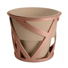 HC 4" Curio Planter Artisan Taupe w/ Copper Stand