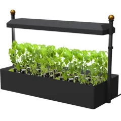 Panacea Modern Farmouse Gardener Tabletop House Planter with Grow Light and Stand Matte Black