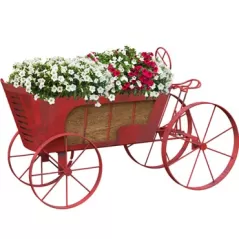 Panacea Vintage Tractor Planter with Moving Wheels and Sewn in Poly Coco Liner