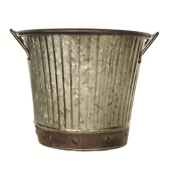 Robert Allen 4" Washboard Planter w/ Handle Aged Mocha