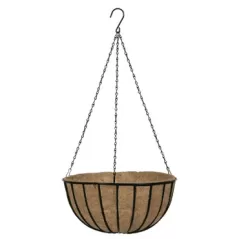 WSP 12" Black Traditional Hanging Basket with Coco Liner