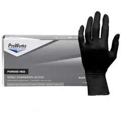ProWorks Disposable Nitrile Exam Grade Gloves, Powder Free, Black, 6 mil, Medium, 100ct Box, 10/CS