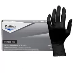 ProWorks Disposable Nitrile Exam Grade Gloves, Powder Free, Black, 6 mil, XL, 100ct Box, 10/CS